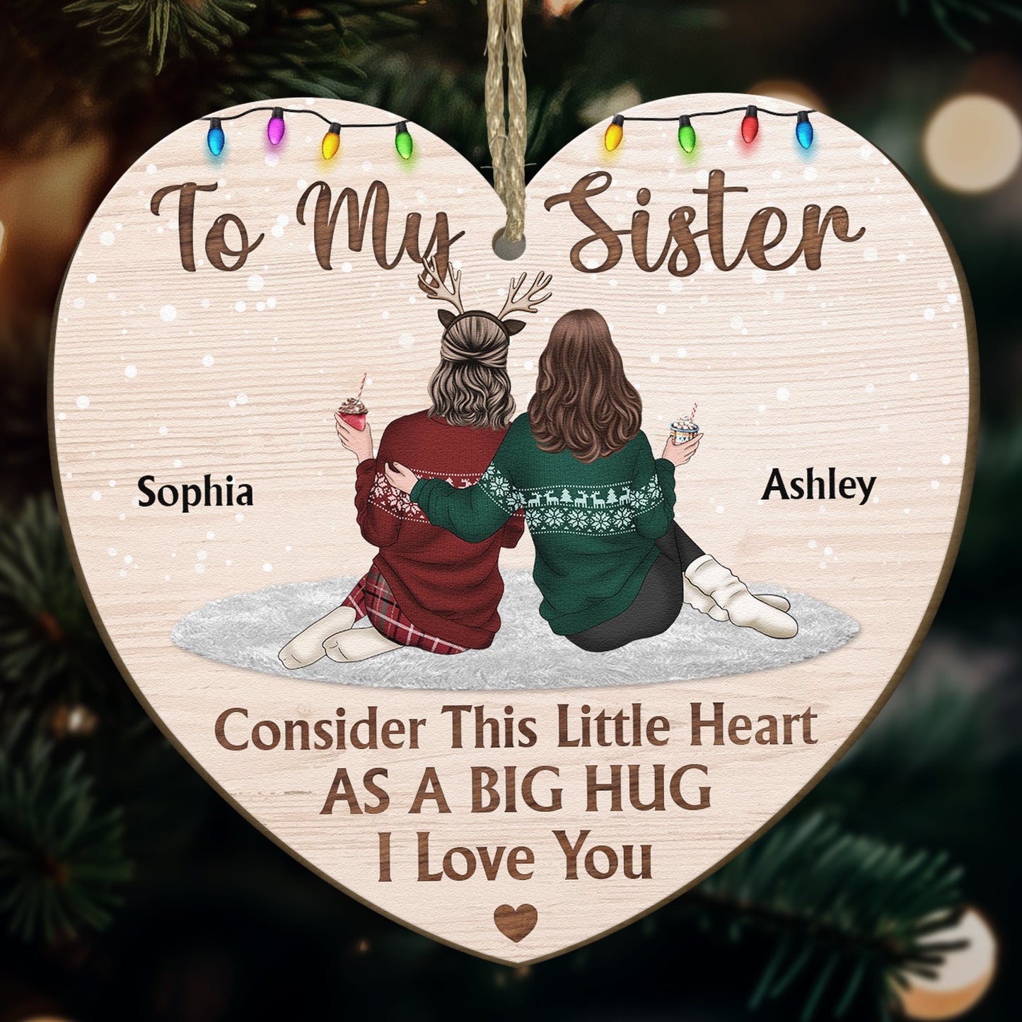 Consider This Little Heart As A Big Hug  - Personalized Wooden Ornament