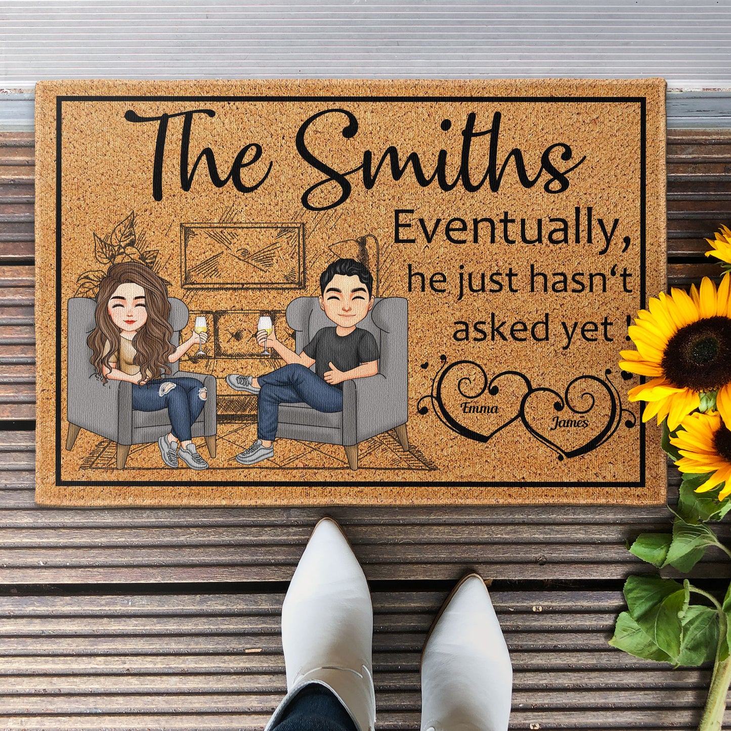Couple Anniversary Eventually He Just Hasn‘t Asked Yet - Personalized Doormat