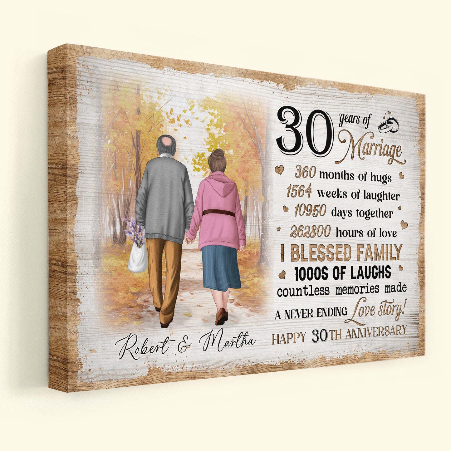 Couple Happy Anniversary - Personalized Wrapped Canvas