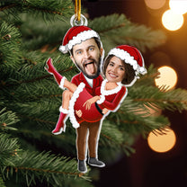 Couple Santa Clauses - Personalized Acrylic Photo Ornament