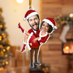 Couple Santa Clauses - Personalized Acrylic Photo Ornament