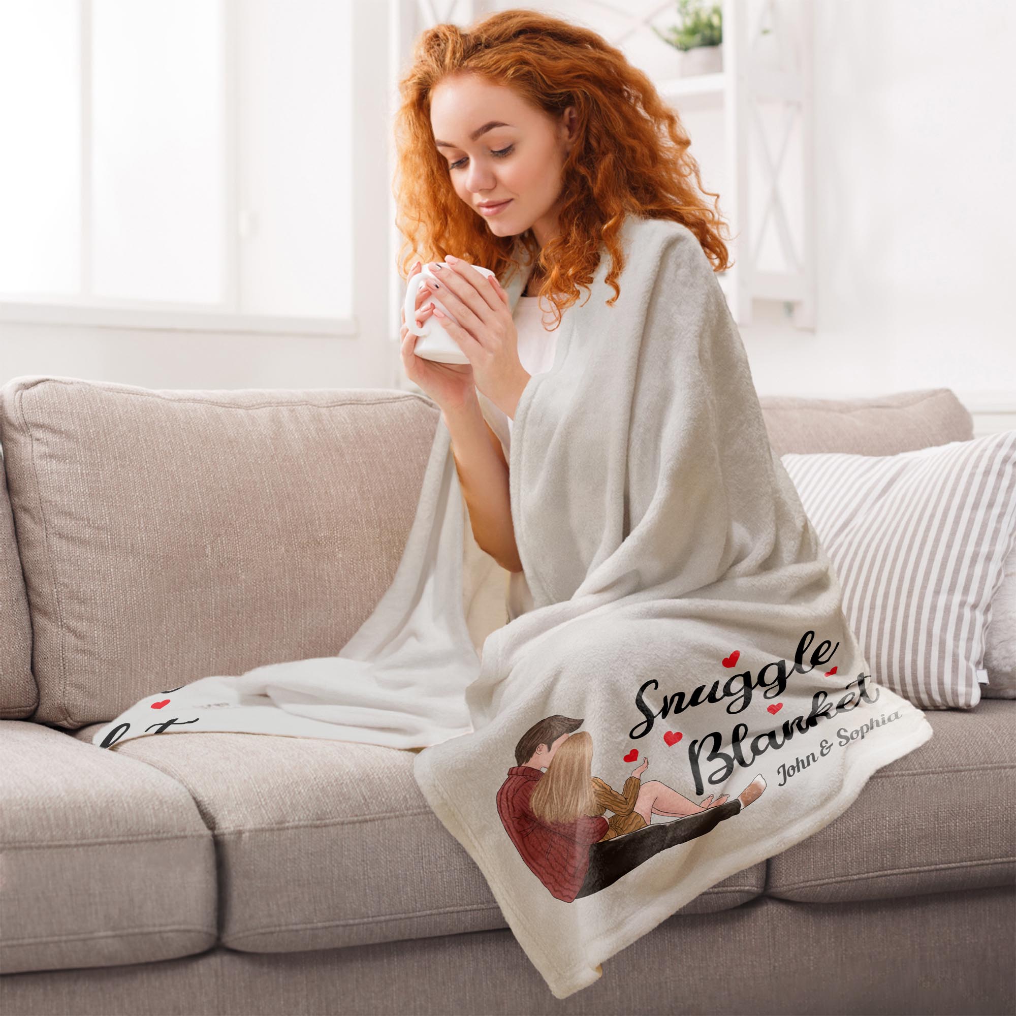 Couple Snuggle Blanket  - Personalized Blanket - Anniversary, Valentine's Day Gift For Couple, Husband, Wife, Lover
