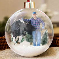 Cow Christmas Tree Bauble Decoration - Personalized Christmas Ball Photo Ornament