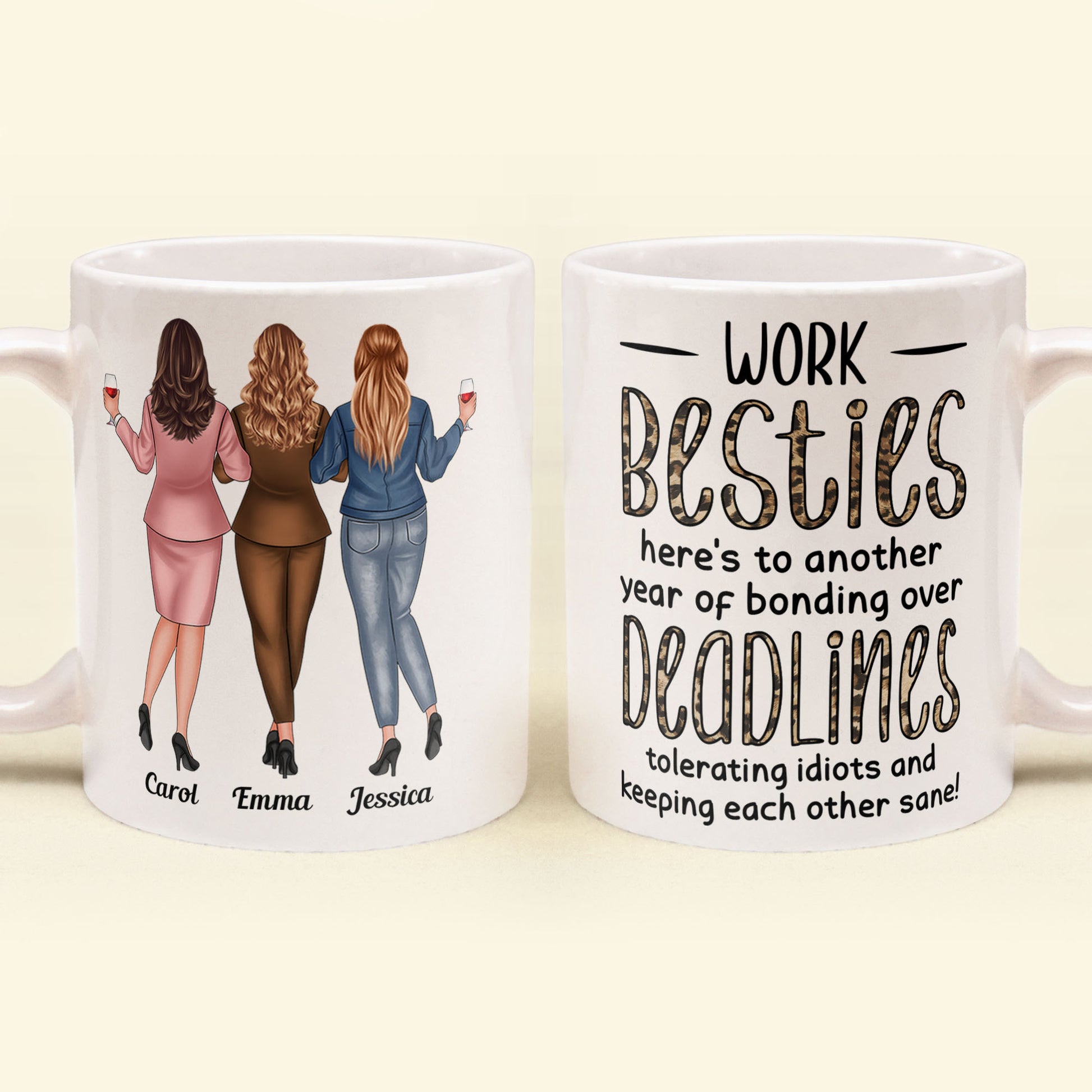 Coworkers, Alcohol Tolerating, Bonding Over Deadlines, Keeping Each Other Sane - Personalized Mug - Gift For Coworker, Colleague, Work Bestie, Friend, Work Bestie