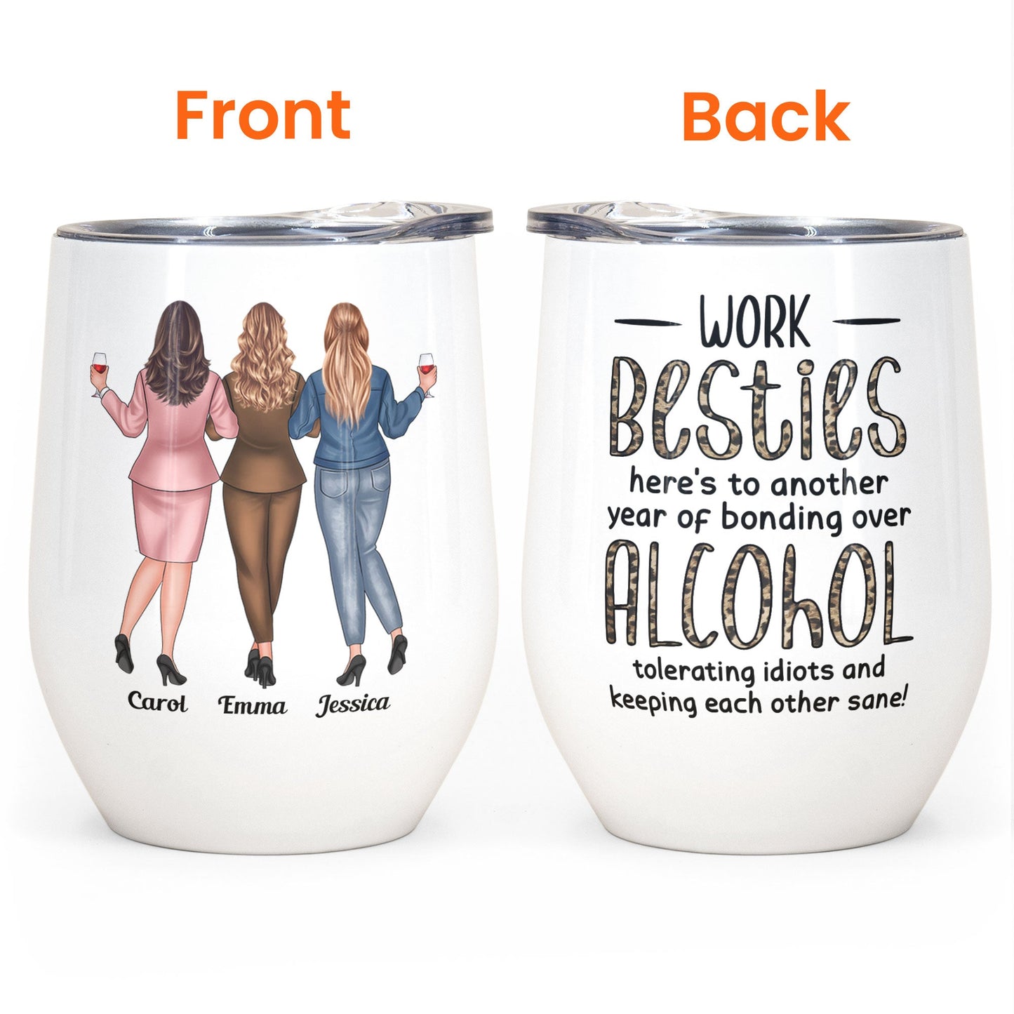 Coworkers, Alcohol Tolerating, Bonding Over, Keeping Each Other Sane - Personalized Wine Tumbler - Gift For Coworker, Colleague, Work Bestie, Friend, Work Bestie