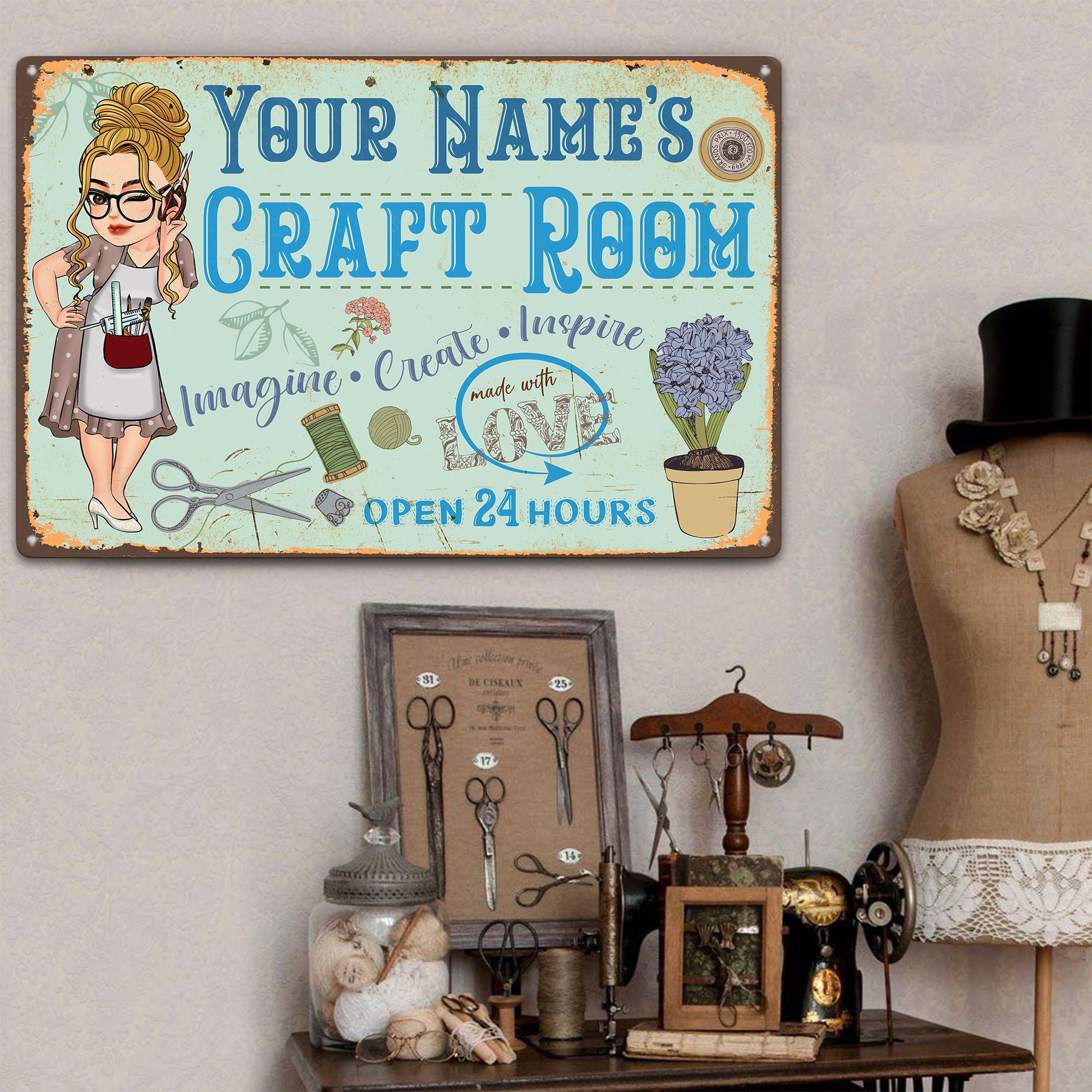 Personalized Craft Room Sign Art Studio Decor Painting Pottery
