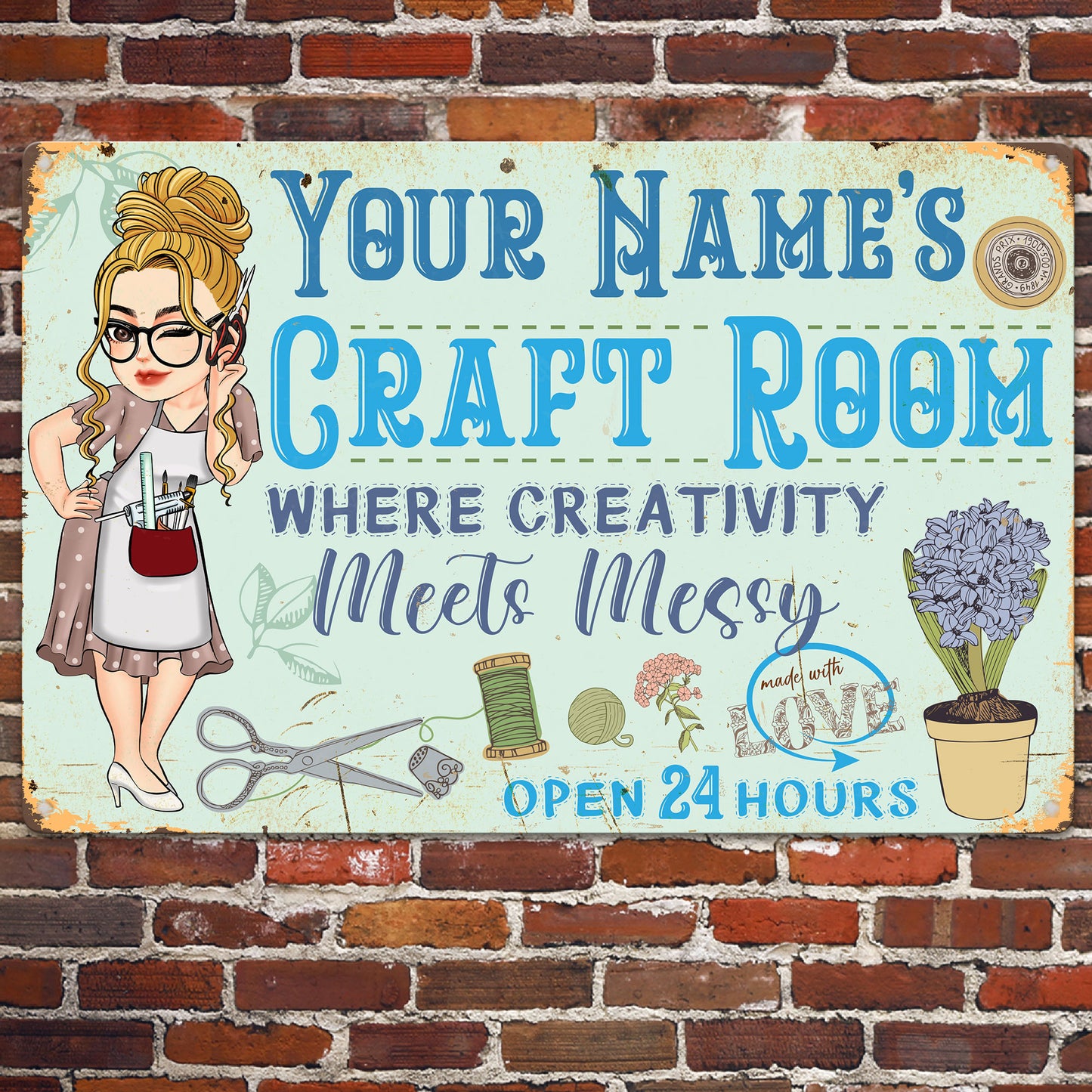 Craft Room Where Creativity Meets Messy - Personalized Metal Sign