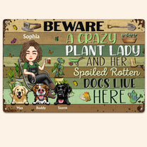 Crazy Plant Lady Lives Here - Personalized Metal Sign