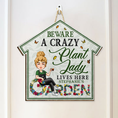 Crazy Plant Lady - Personalized Custom Shaped Wood Sign