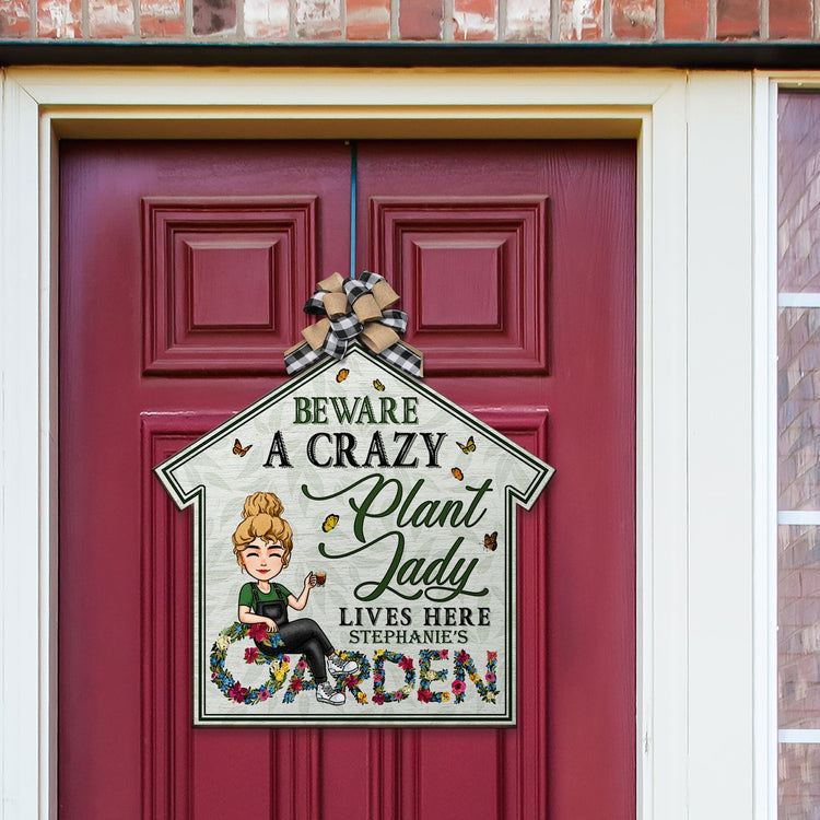 Crazy Plant Lady - Personalized Custom Shaped Wood Sign - Birthday, Loving, Home Decor Gift For Gardening Lovers