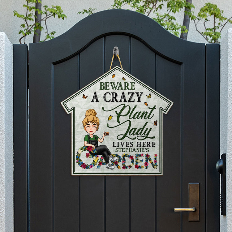 Crazy Plant Lady - Personalized Custom Shaped Wood Sign - Birthday, Loving, Home Decor Gift For Gardening Lovers