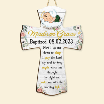Cross Baptism - Personalized Custom Shaped Wood Sign