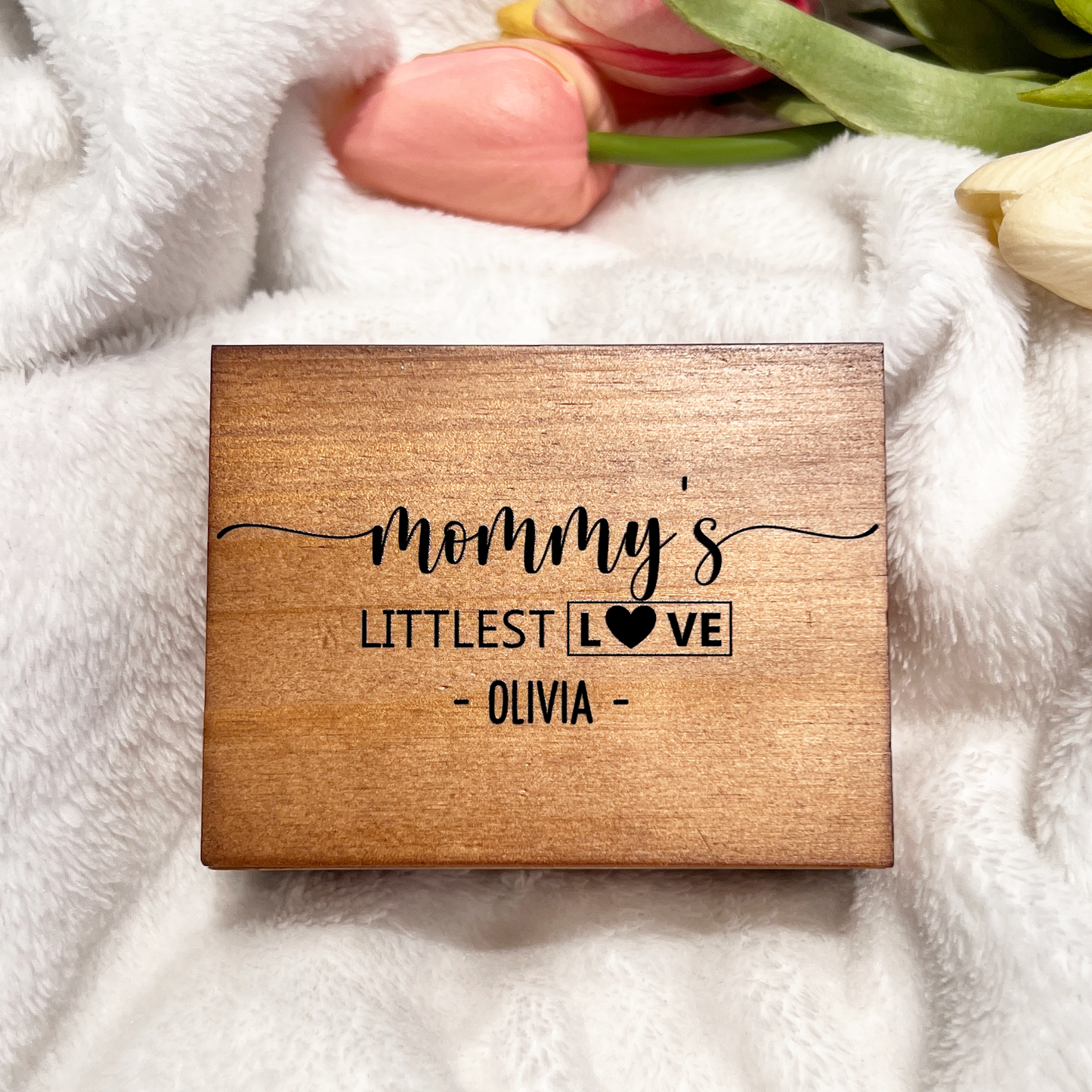 Custom Baby Photo With Our Littlest Love - Personalized Wooden Photo Box