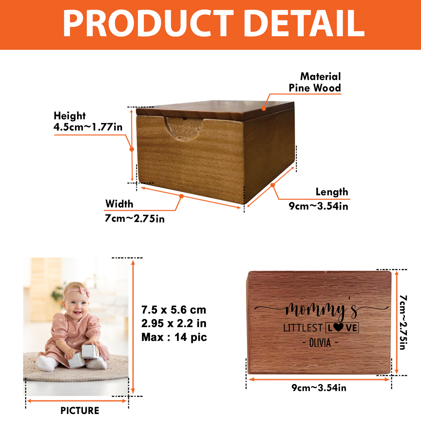 Custom Baby Photo With Our Littlest Love - Personalized Wooden Photo Box