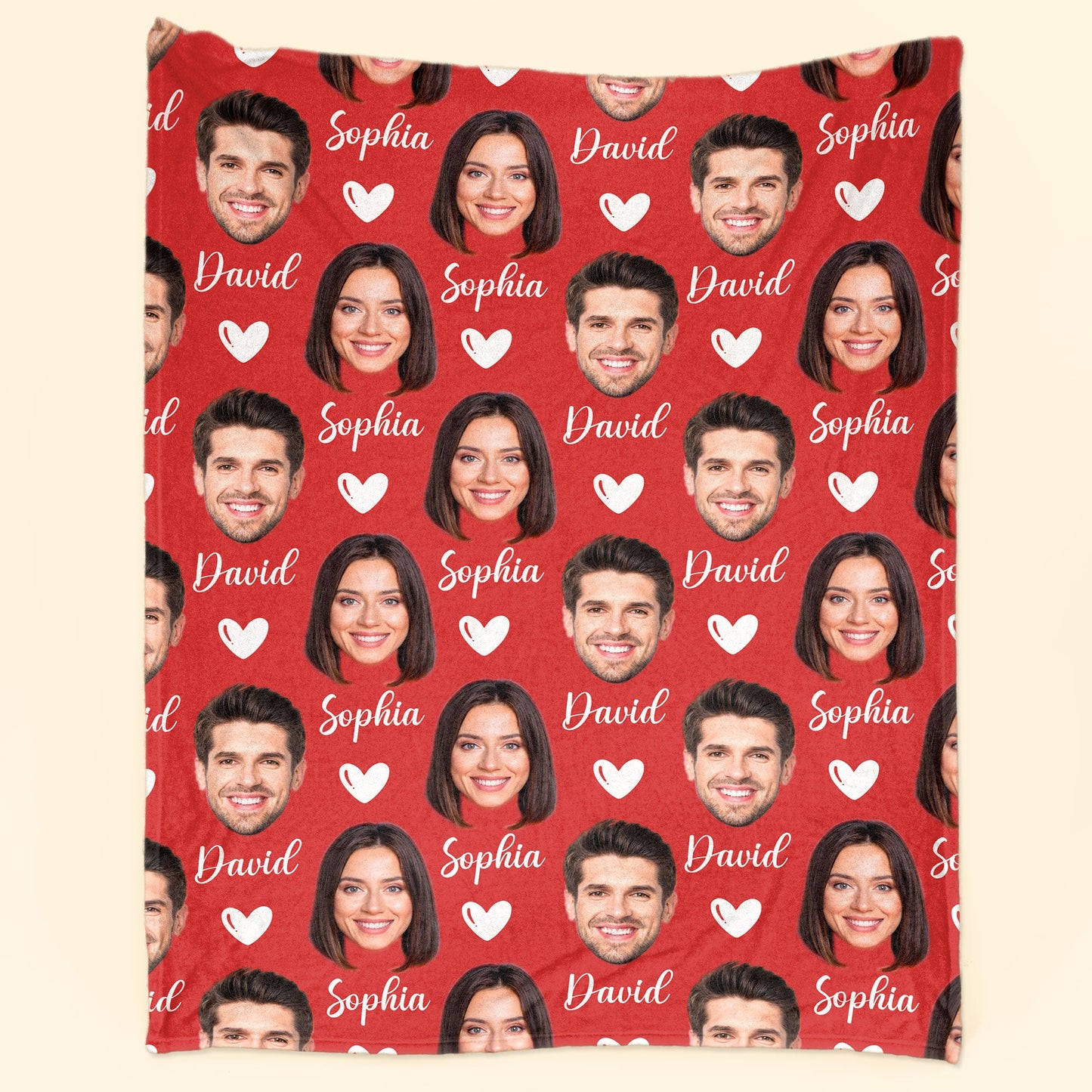 Custom Couple Blanket With Face - Personalized Photo Blanket