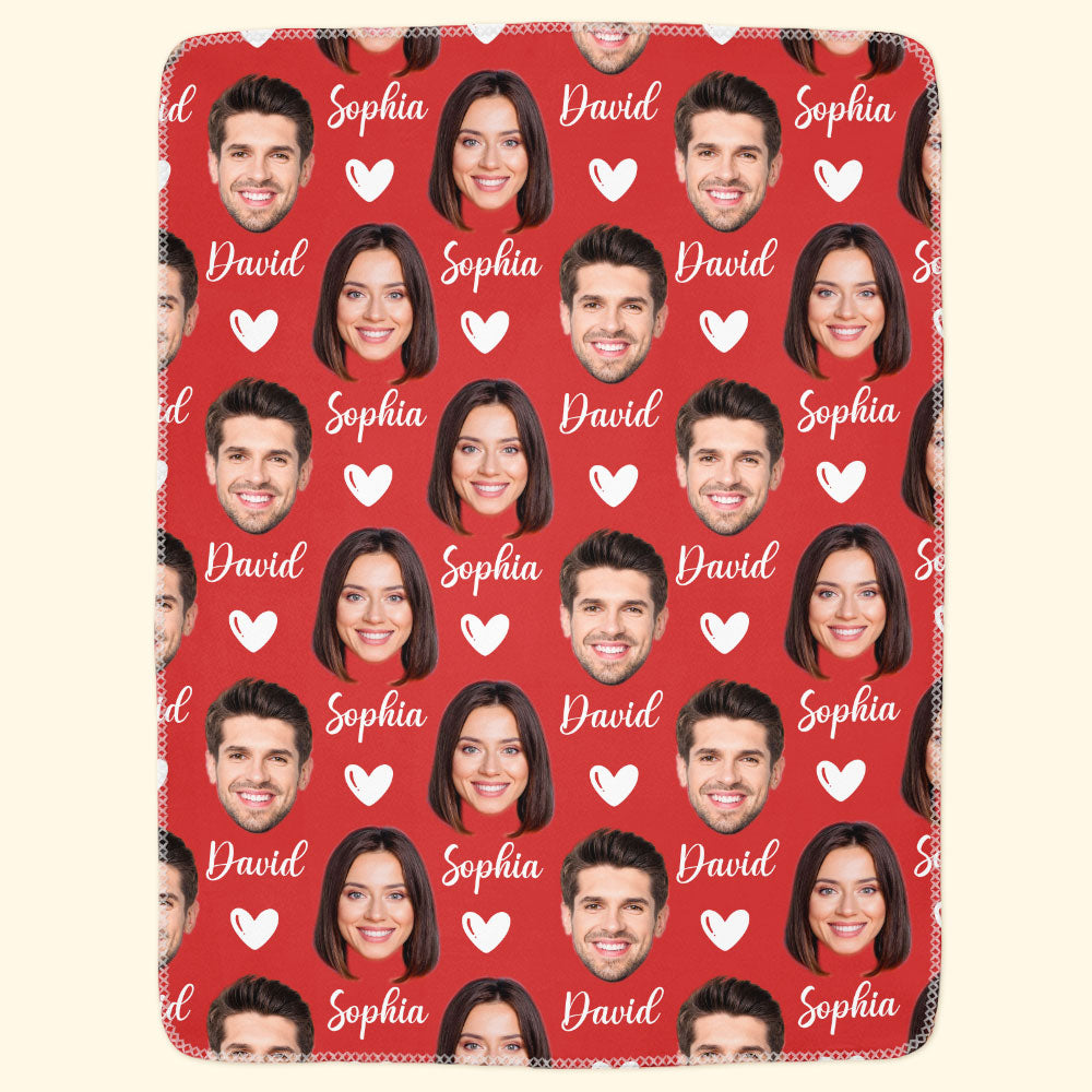 Custom Couple Blanket With Face - Personalized Photo Blanket