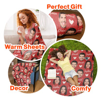 Custom Couple Blanket With Face - Personalized Photo Blanket