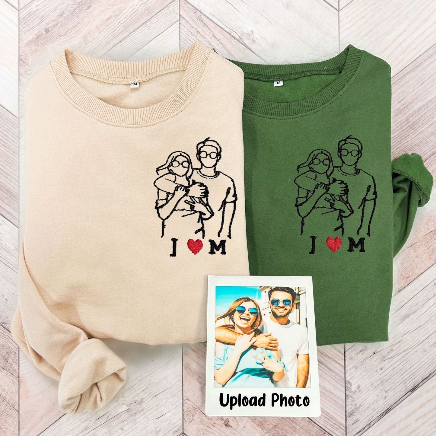 Custom Couple Photo - Custom Embroidered Sweatshirt