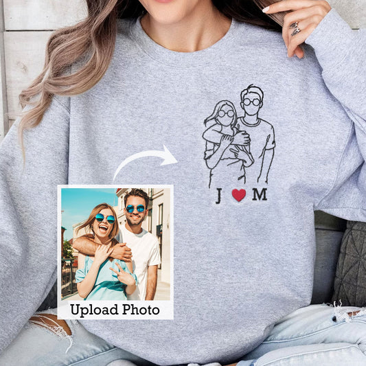 Custom Couple Photo - Custom Embroidered Sweatshirt