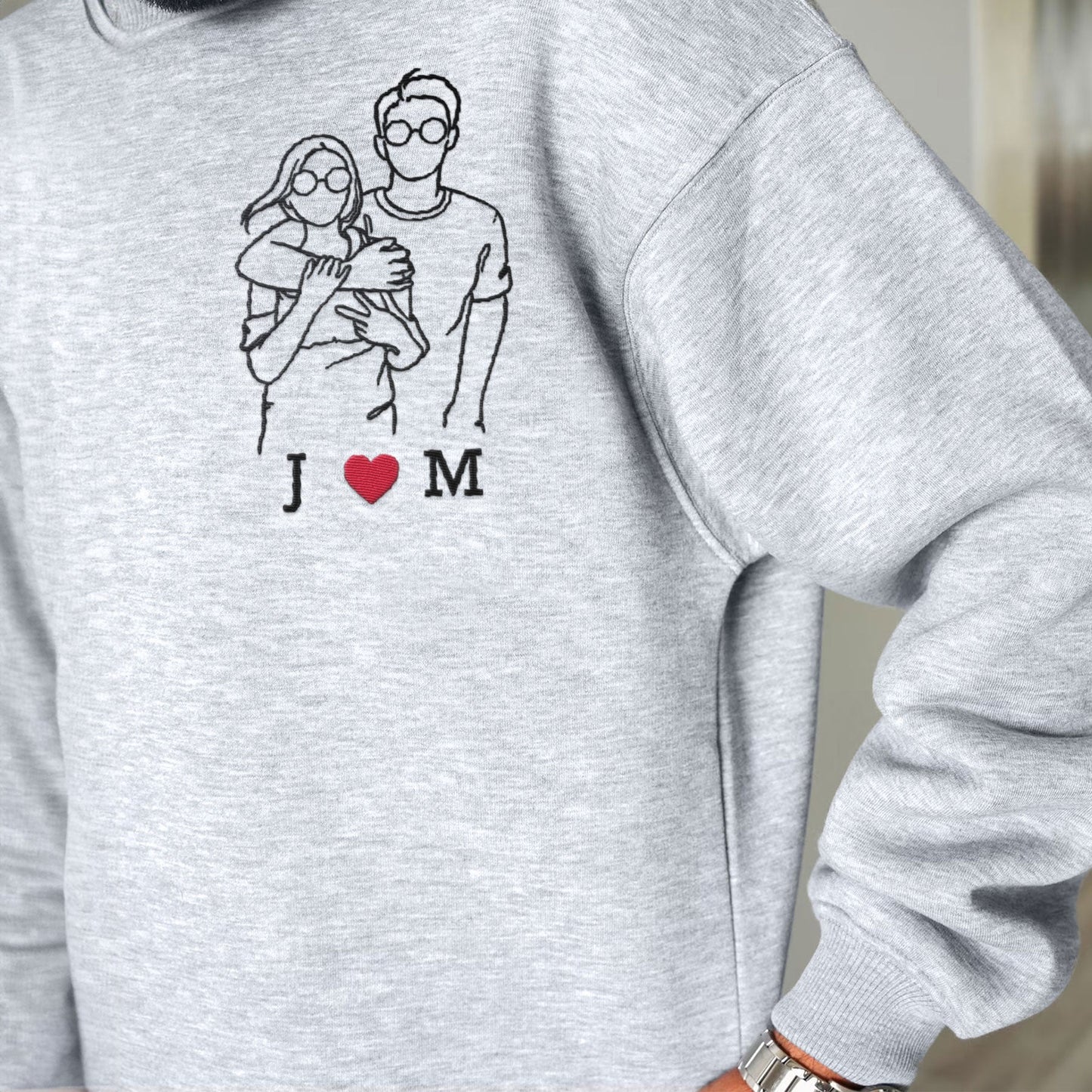 Custom Couple Photo - Custom Embroidered Sweatshirt