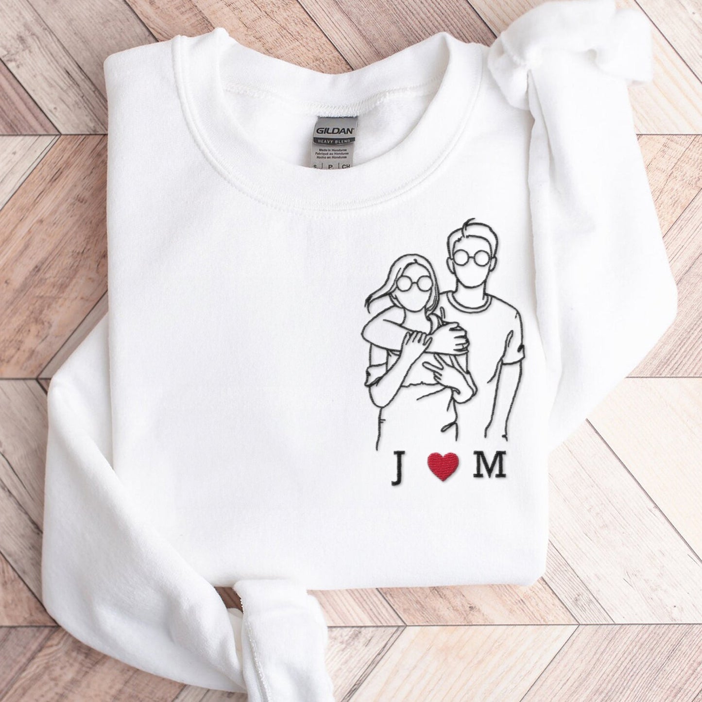 Custom Couple Photo - Custom Embroidered Sweatshirt