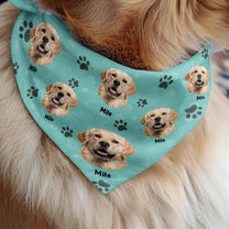 Custom Dog Face And Dog Name - Personalized Photo Bandana Collar