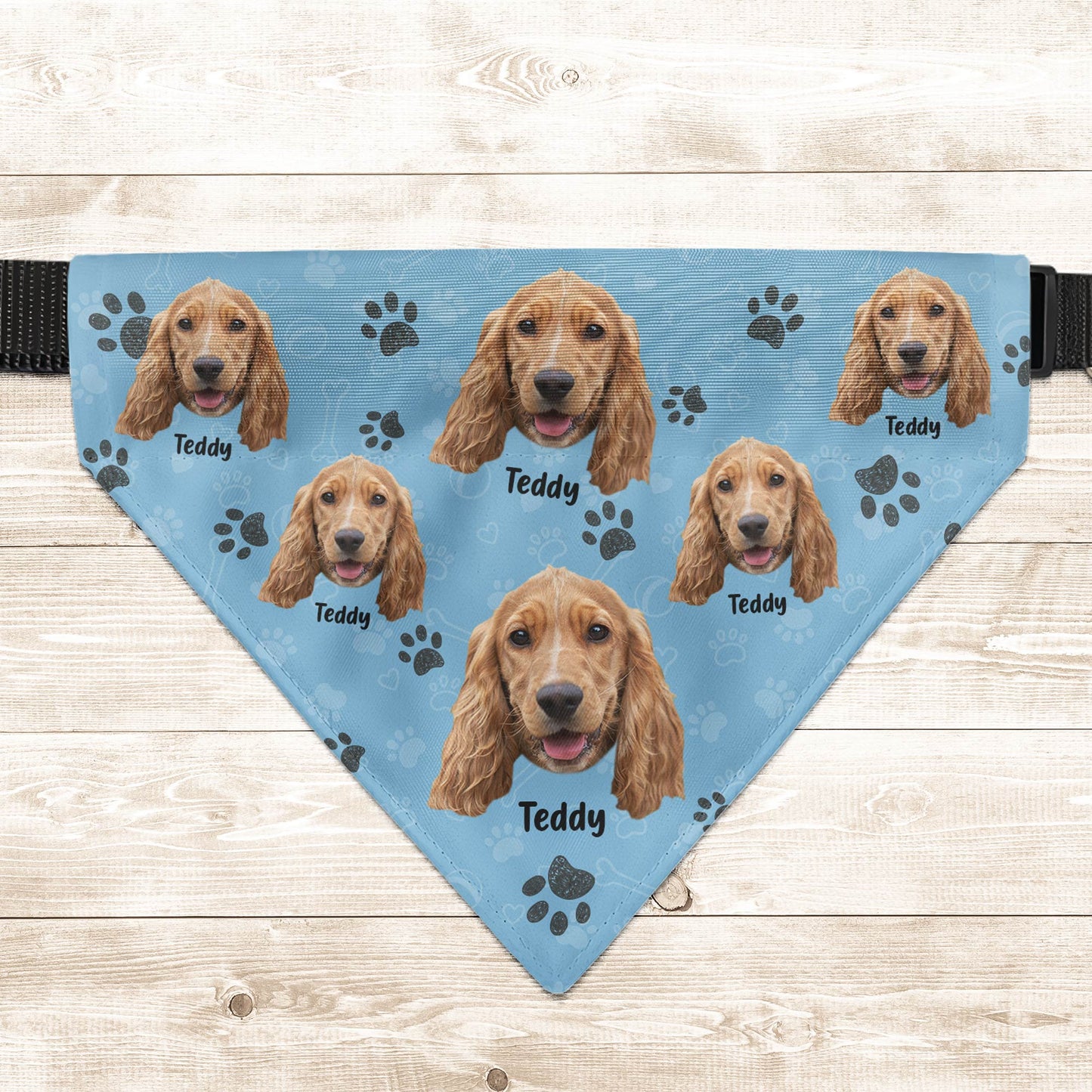 Custom Dog Face And Dog Name - Personalized Photo Bandana Collar