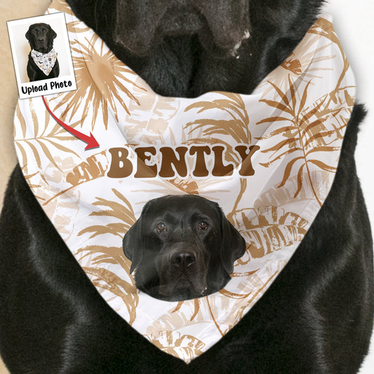 Custom Photo With Tropical Hawaiian Pattern - Personalized Photo Dog Bandana Collar