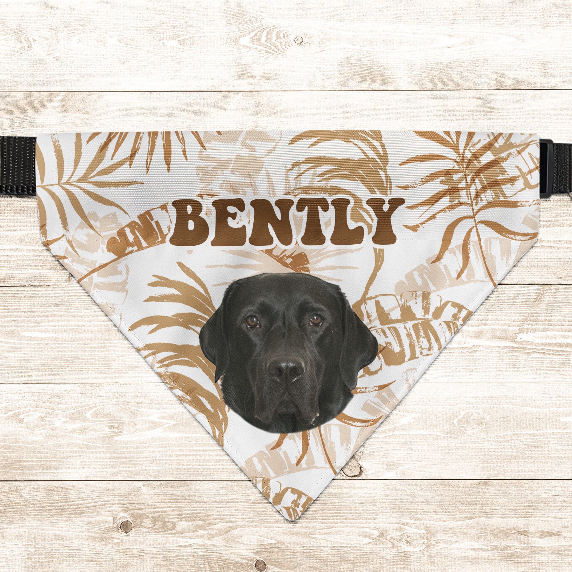 Custom Photo With Tropical Hawaiian Pattern - Personalized Photo Dog Bandana Collar