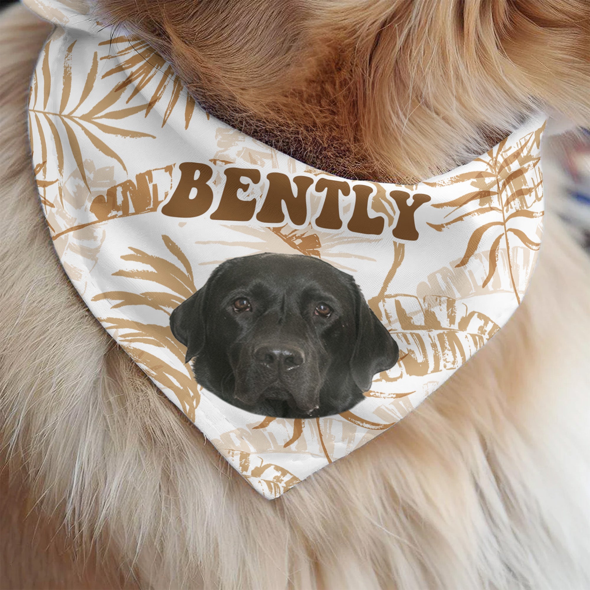 Custom Photo With Tropical Hawaiian Pattern - Personalized Photo Dog Bandana Collar