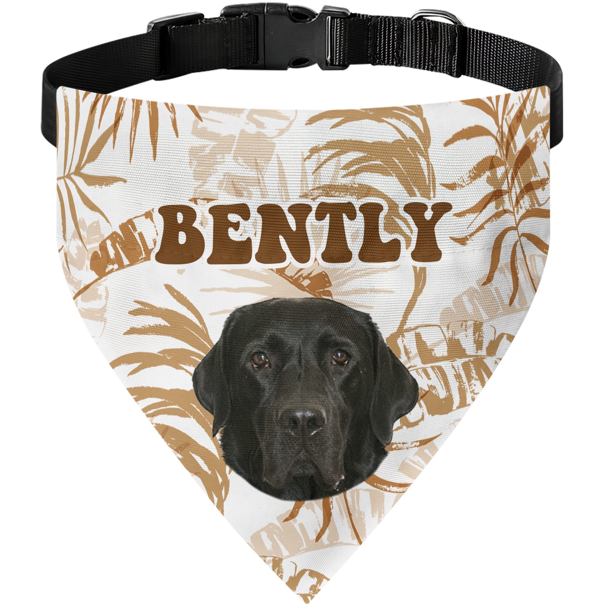 Custom Photo With Tropical Hawaiian Pattern - Personalized Photo Dog Bandana Collar