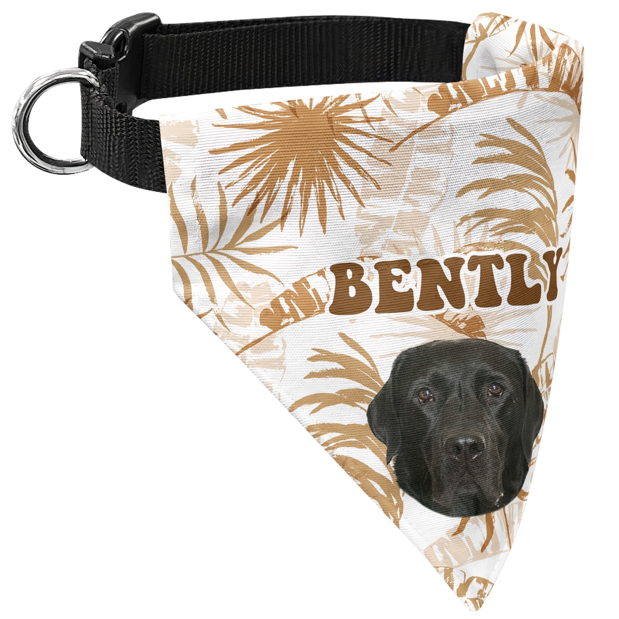 Custom Photo With Tropical Hawaiian Pattern - Personalized Photo Dog Bandana Collar