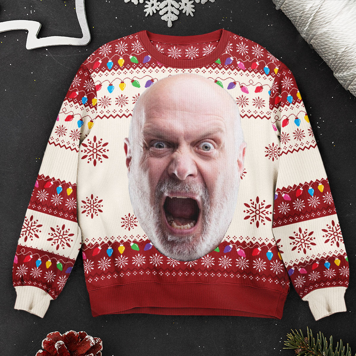 Custom Face Big Head Funny For Men, Women, Boss - Personalized Photo Ugly Sweater