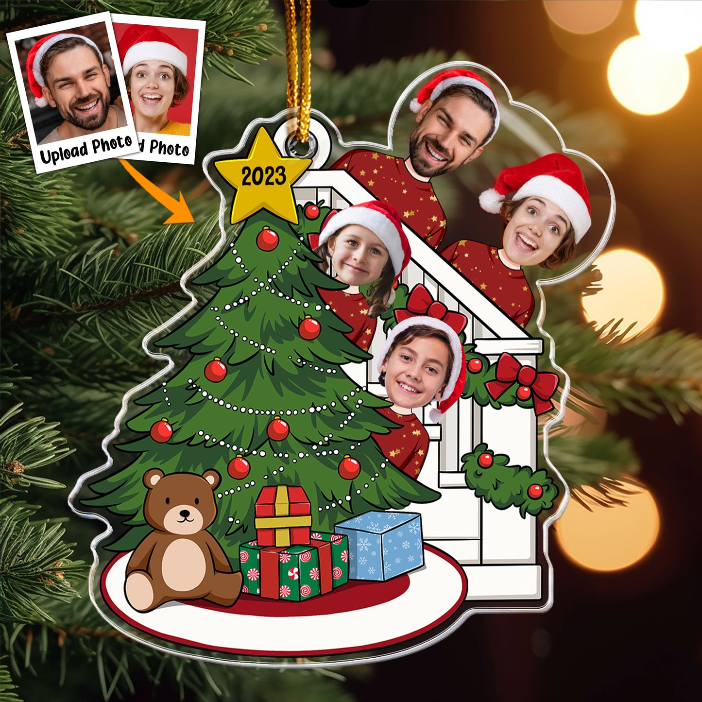 Custom Face Christmas - Family, Friends - Personalized Acrylic Photo Ornament