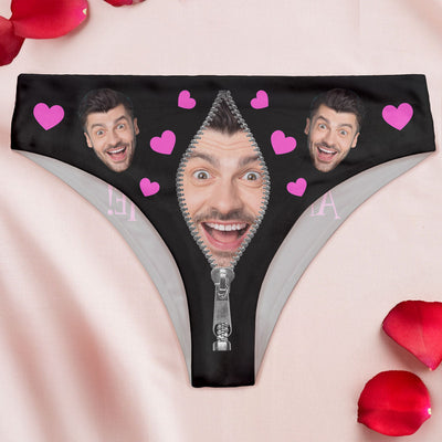 Custom Face Naughty Take These Off & F- Me - Personalized Photo Women's Low-Waisted Brief