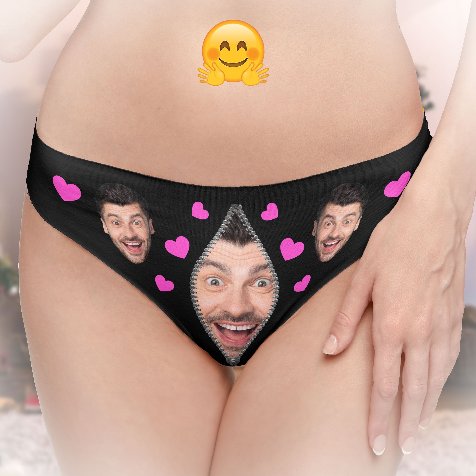 Custom Face Naughty Take These Off & F- Me - Personalized Photo Women's Low-Waisted Brief