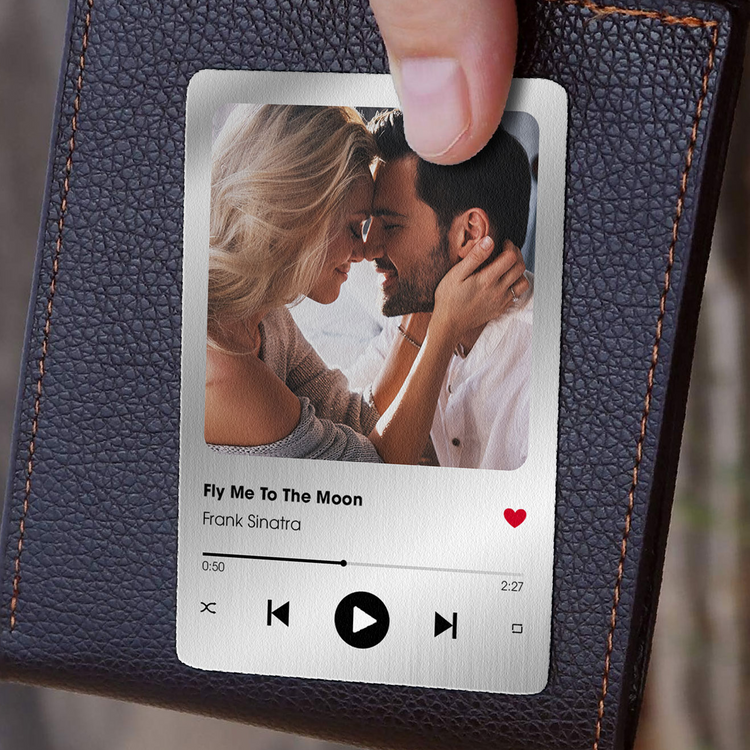 Custom Favorite Song Metal Wallet Card - Personalized Aluminum Photo Wallet Card - Valentine's Day Gifts For Him, Boyfriend, Husband