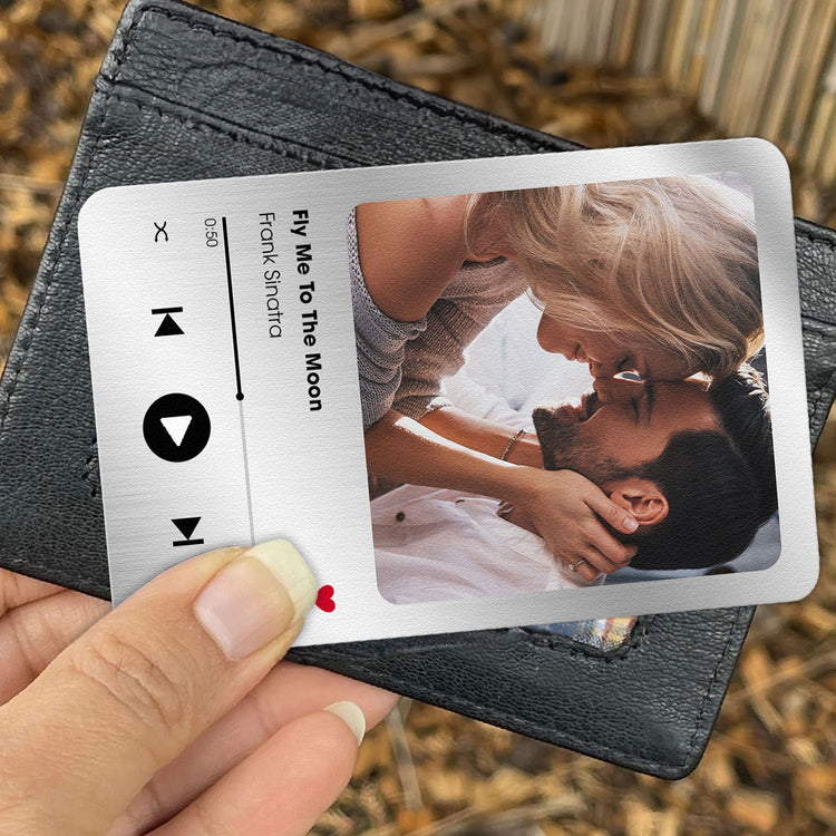 Custom Favorite Song Metal Wallet Card - Personalized Aluminum Photo Wallet Card - Valentine's Day Gifts For Him, Boyfriend, Husband