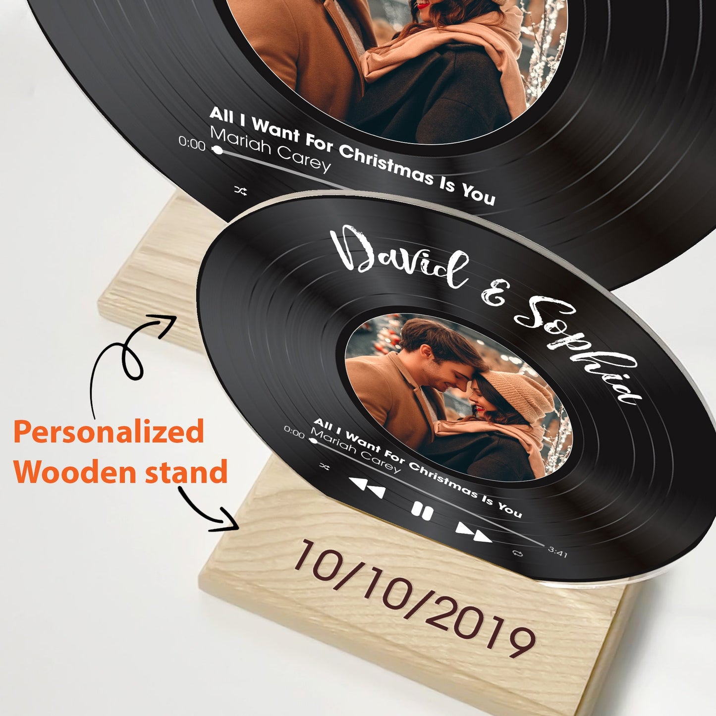 Custom Favorite Song - Personalized Acrylic Record With Wooden Stand