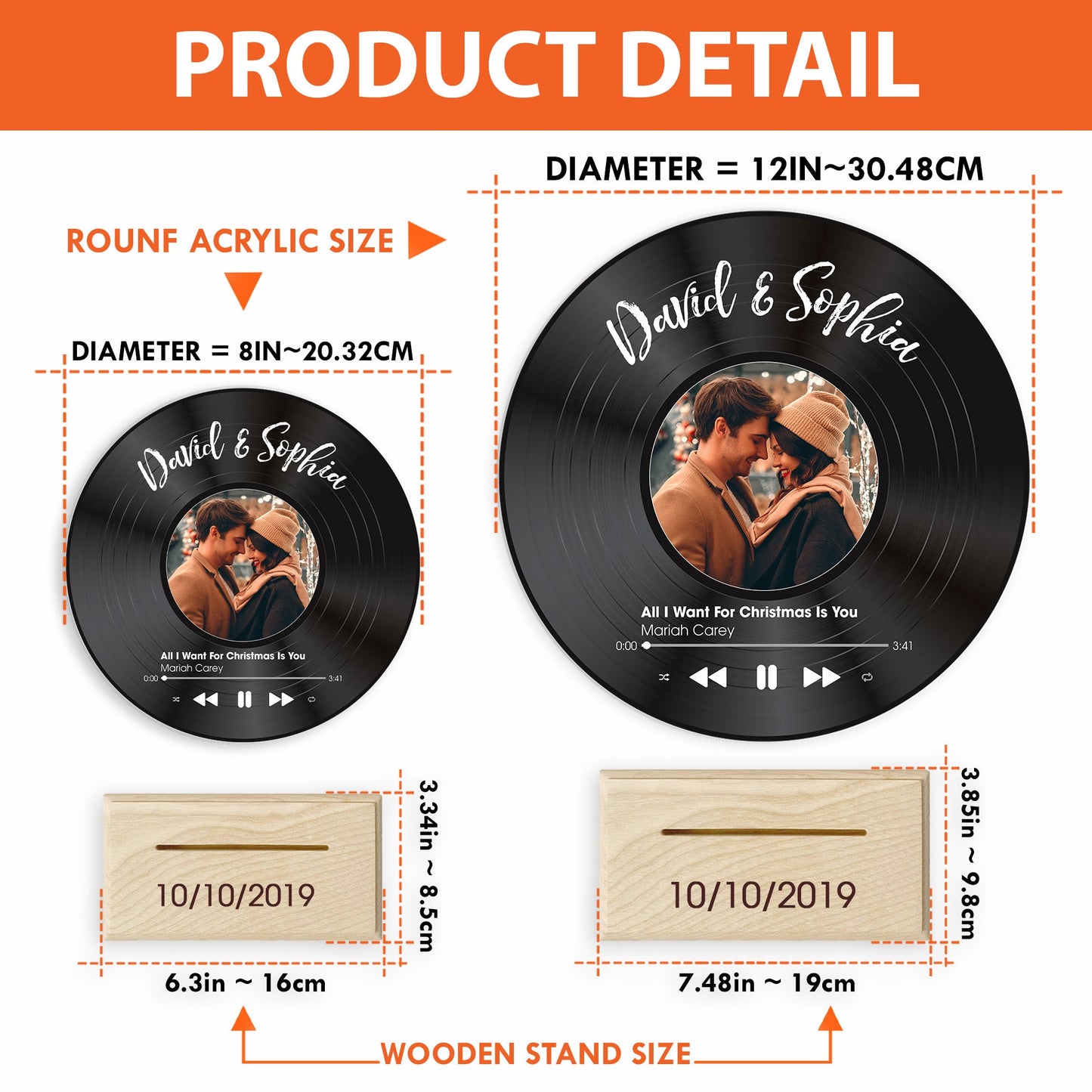 Custom Favorite Song - Personalized Acrylic Record With Wooden Stand