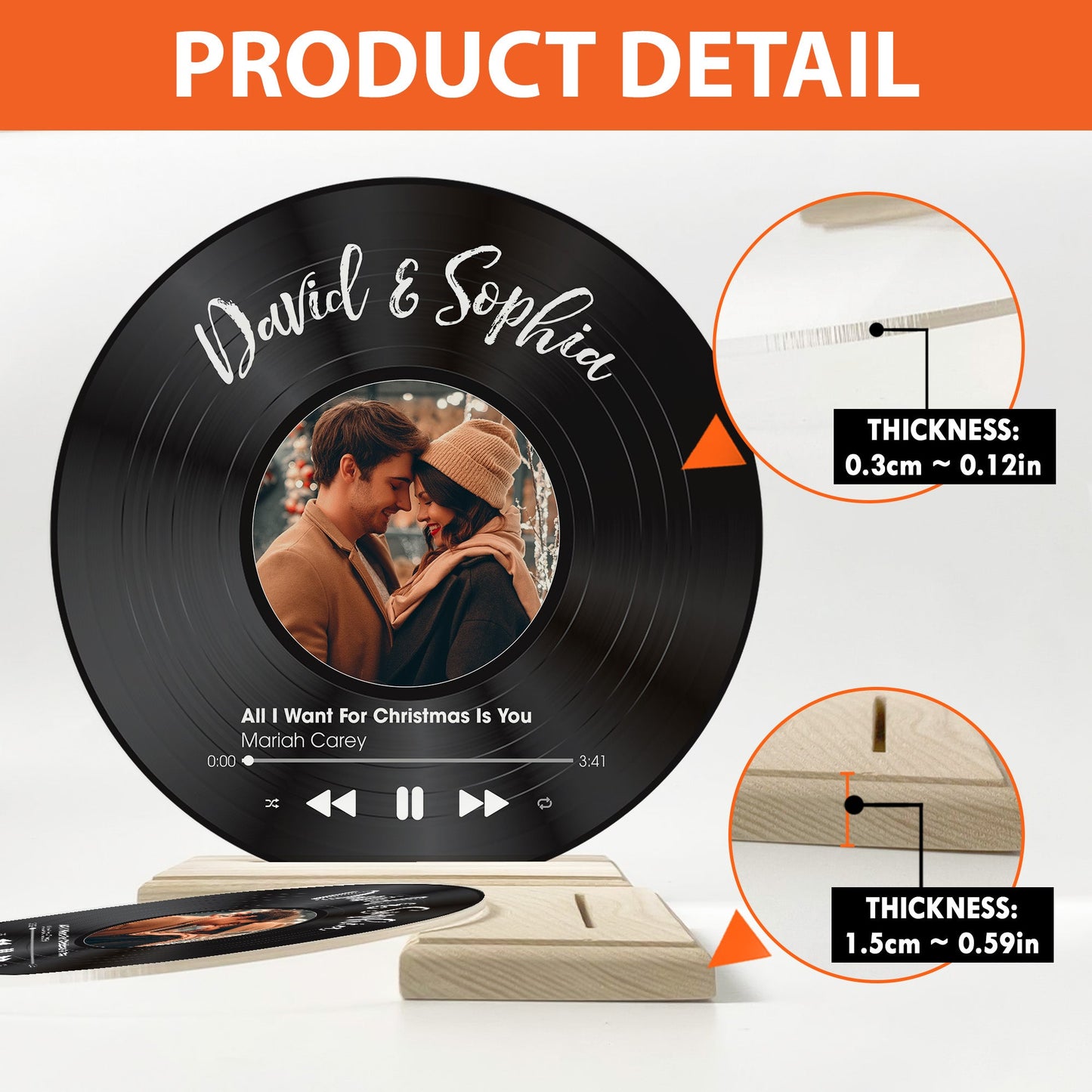 Custom Favorite Song - Personalized Acrylic Record With Wooden Stand