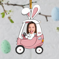 Custom Funny Face Bunny Easter Car Gift - Personalized Photo Easter Ornament