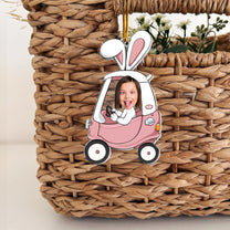 Custom Funny Face Bunny Easter Car Gift - Personalized Photo Easter Ornament