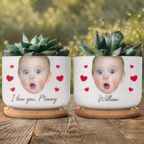 Custom Funny Face Gift For Family Mom Grandma - Personalized Photo Ceramic Plant Pot