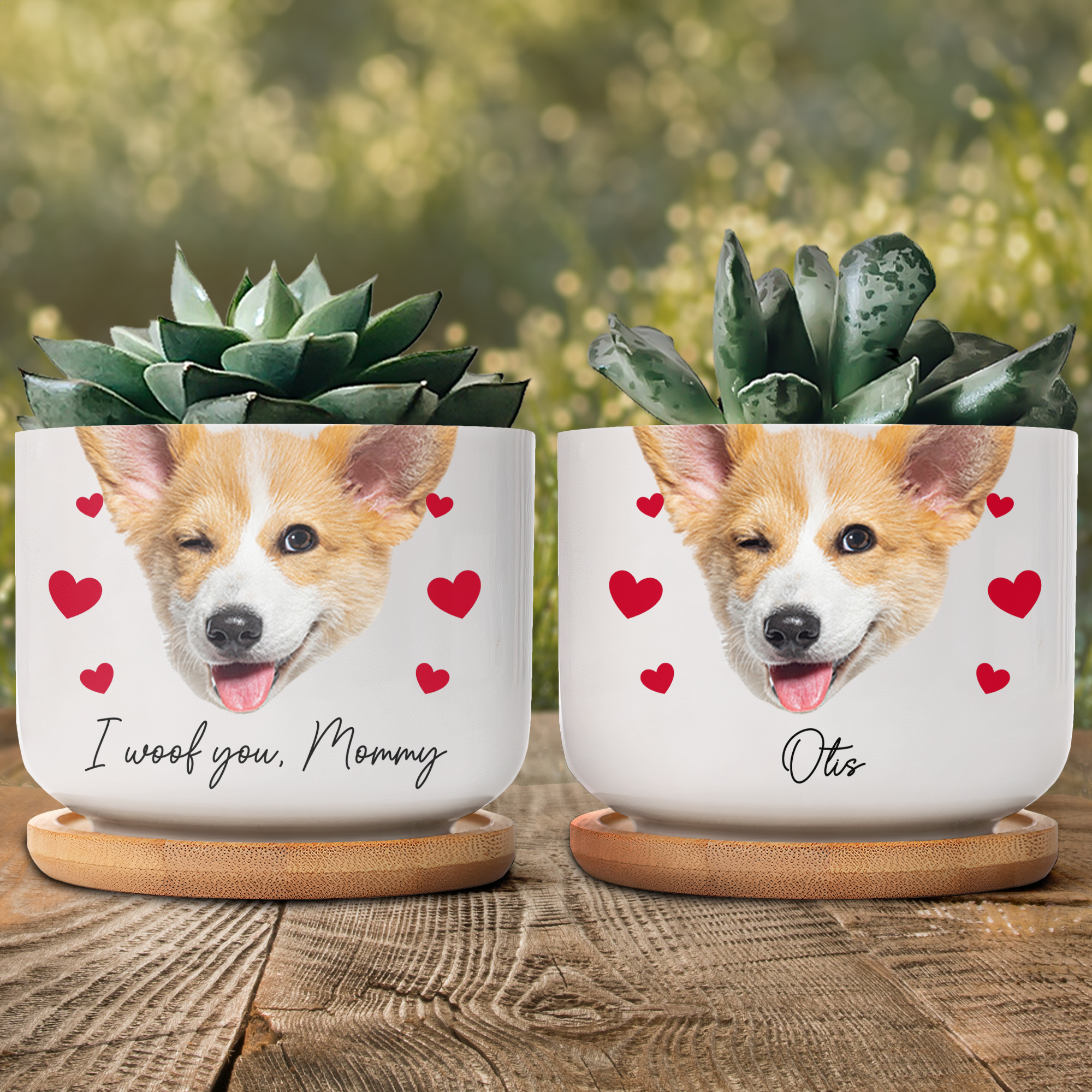 Custom Funny Face Gift For Family Mom Grandma - Personalized Photo Ceramic Plant Pot With Tray