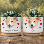 Custom Funny Face Gift For Family Mom Grandma - Personalized Photo Ceramic Plant Pot With Tray