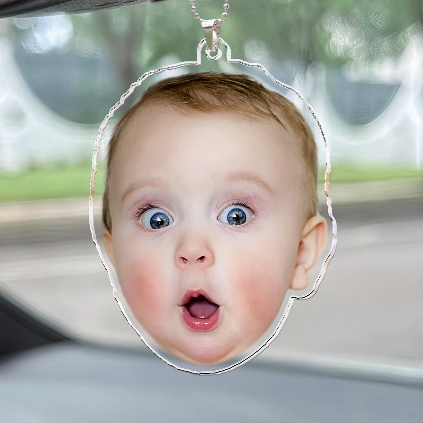 Custom Funny Face Gift For Family Pet Lovers - Personalized Car Photo Ornament