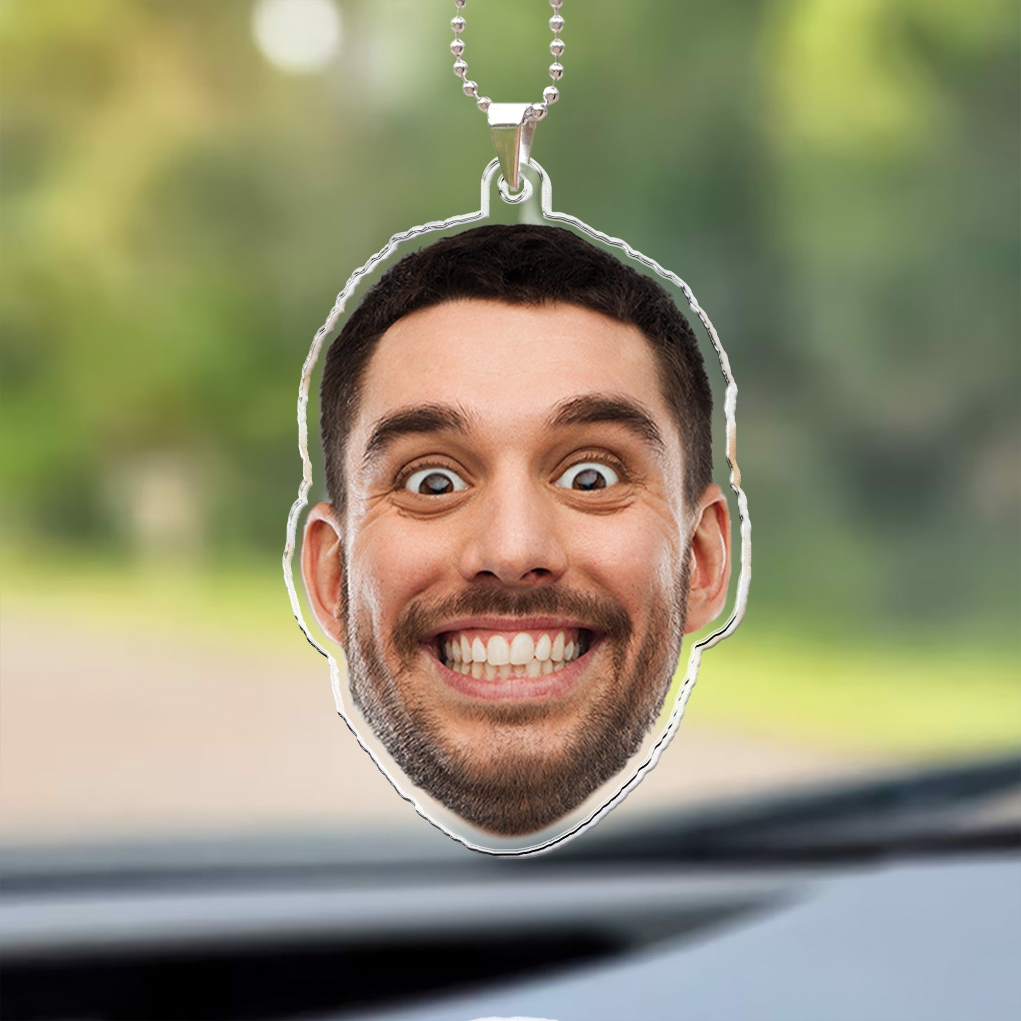 Custom Funny Face Gift For Family Pet Lovers - Personalized Car Photo Ornament