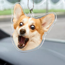 Custom Funny Face Gift For Family Pet Lovers - Personalized Car Photo Ornament