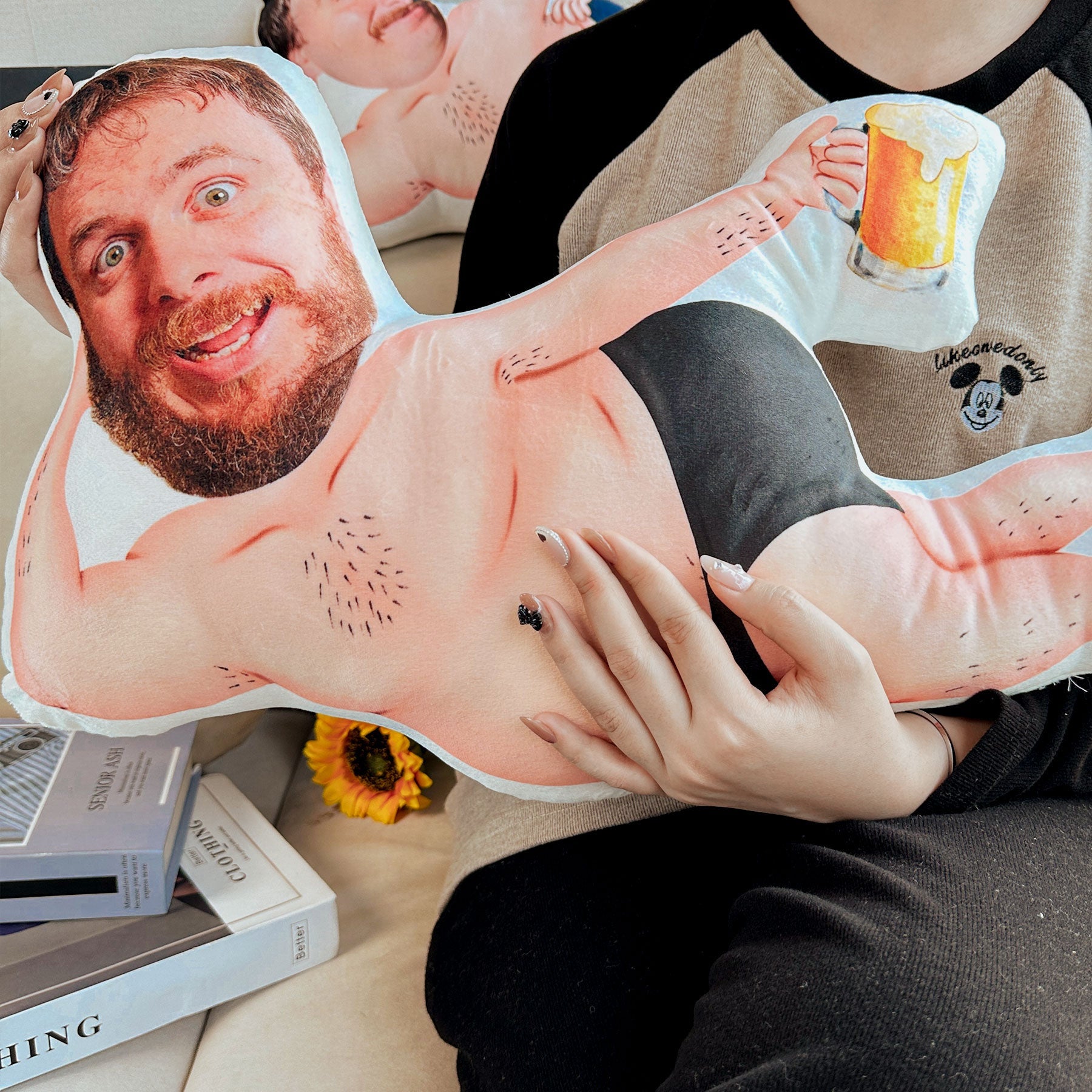 Father's Day Gifts, Custom Funny Face Birthday Gift For Him- Custom Shaped Photo Pillow